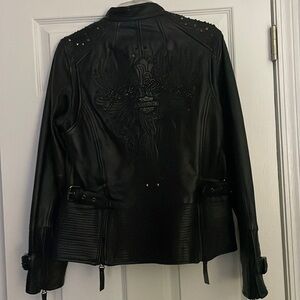 Excellent condition Harley Davidson, black leather women’s jacket with swarovski